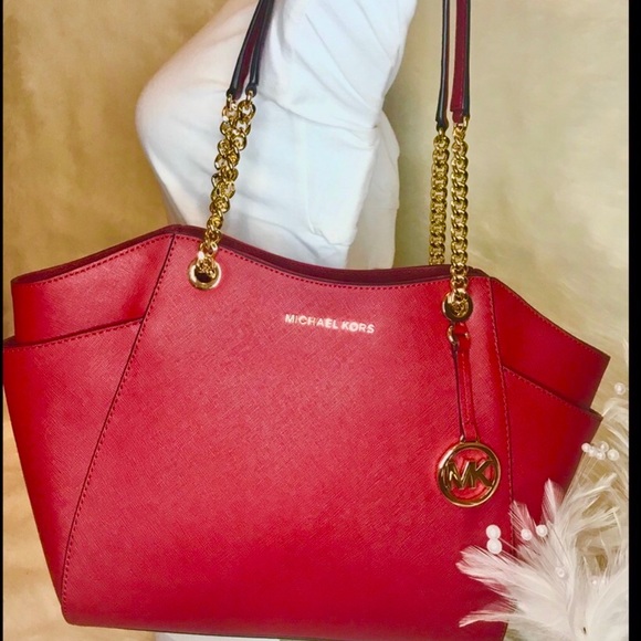 NEW MICHAEL KORS SCARLET CHAIN SHOULDER MK TOTE - Picture 2 of 8